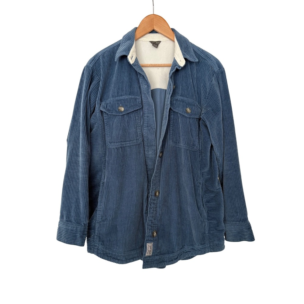 Eddie Bauer Womens Blue Corduroy Hiking Fleece Lined Shirt Jacket Shacket S